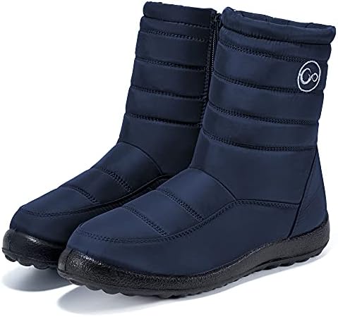 Alicegana Womens Winter Snow Boots for Women Waterproof Warm Fur Lining Mid Calf Boots with Zipper Comfortable Outdoor Shoes