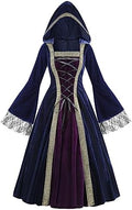 Colorful House Women Hooded Medieval Renaissance Dress Halloween for Adult