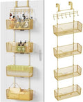HapiRm Over The Door Organizer - Hanging Door Organizer with 4 Metal Large Capacity Baskets and Adjustable Coat Hook for Bathroom Bedroom Kitchen Pantry Closet Cabinet