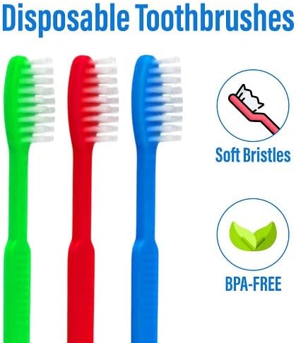 144 Disposable Toothbrushes Individually Wrapped, Bulk Disposable Toothbrushes Soft Bristles Perfect for Travel, Giveaways, Hotels, Airbnb, Dantel Office Supply