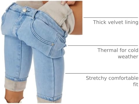 Yehopere Women's Winter Fleece Lined Jeans Slim Fit Warm Skinny High Waist Denim Jean
