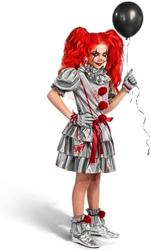 Spooktacular Creations Girls Clown Costume, Evil Clown Dress, Halloween Scary Jester Costume for Girls Halloween