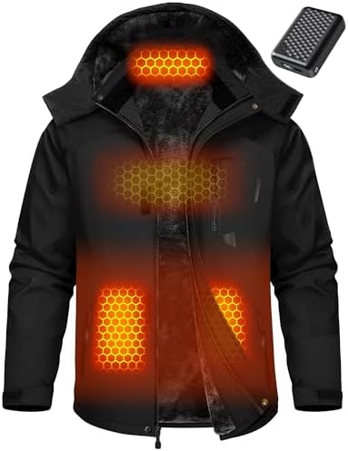 Wulcea Graphene Heated Jacket for Men Fur Lined with Large Capacity Battery Pack