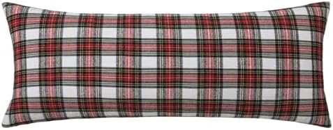 MIULEE Christmas Plaid Pillow Cover Scottish Tartan 14x36 Red and White