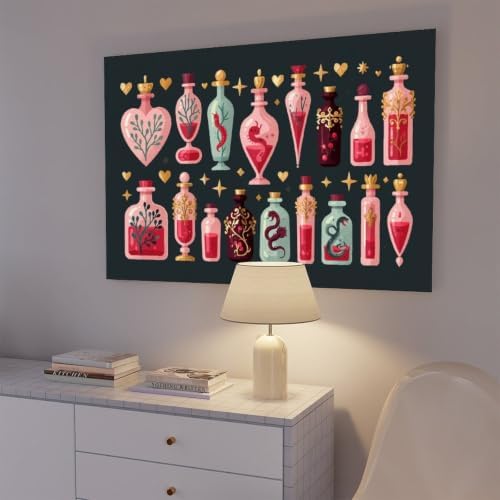 JDBeehpy Witchy Potion Bottles Hearts Canvas Wall Art Unframed 20x30inch