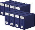 StorageTastic 8 Pack Bed Sheet Closet Organizers and Storage,Sturdy Foldable Storage Containers with Window and Label,Storage and Organization for Bedding Sheets,Duvet Covers,Blankets (Blue)