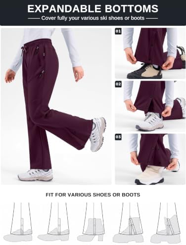 Women's Snow Ski Pants Fleece Lined Waterproof 3 Zipper Pockets Hiking Gear