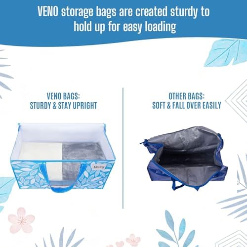 VENO Moving Bags, Wide Open Top, Clear Window, Spring Breeze, 8 Pack