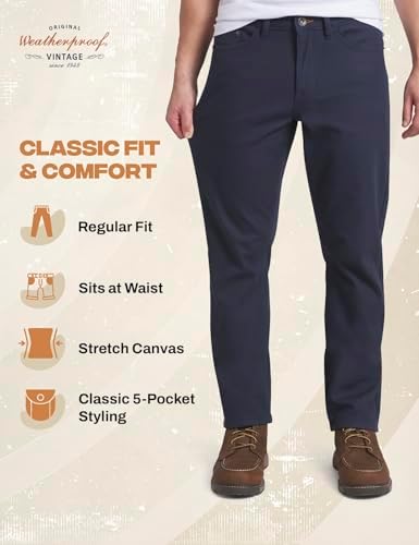 Weatherproof Vintage Fleece Lined Pants Men's - Regular Fit | Soft & Warm, Cold Weather Insulated Canvas Winter Pants for Men