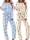 Ekouaer 2 Pack Womens Pajama Sets Long Sleeve Long Pants Pjs Loungewear