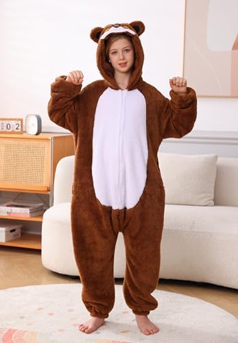 Animal Onesie Pajamas for Kids, Soft Flannel Halloween Cosplay Costume for Boys Girls