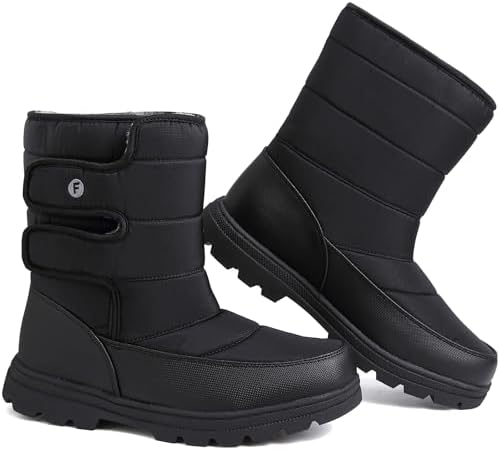 todaysunny Mens Snow Boots Waterproof Womens Winter Boots Fur Lined Warm Lightweight Mid-Calf Casual Outdoor Cold Weather Shoes Unisex