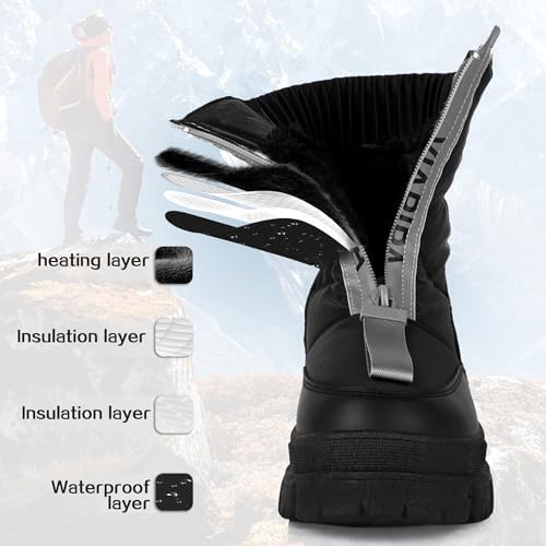 Women's Warm Insulated Fashion Winter Boots, Mid-Calf Waterproof Snow Boots