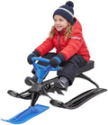 Snow Scooter for Kids & Adults, Steerable Ski Bike Sled with Steering Wheel & Dual Serrated Brakes, Heavy Duty 220 LBS Capacity Snow Racer Sled for Children Teens Adults Safe Winter Sport Toy