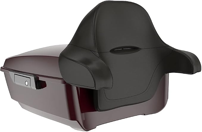 Advanblack Road Glide Tour Trunk Pack Billiard Burgundy King Tour Trunk Pack Luggage +Wrap-Around Backrest Pad for '97-'25 Harley Touring Road King Street Glide Electra Glide CVO models