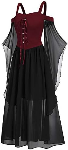 CHARMMA Women's Plus Size Butterfly Sleeve Gothic Halloween Dress