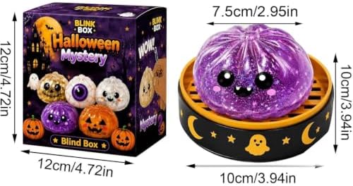 Halloween Spooky Pumpkin Stress Ball Squeeze Toy for Adults, Slow Rise Glitter DumplingSpooky Ghost Decorations, Halloween Cute Pumpkin Squeeze Fidget Toy for Stress Anxiety Relief(Purple)
