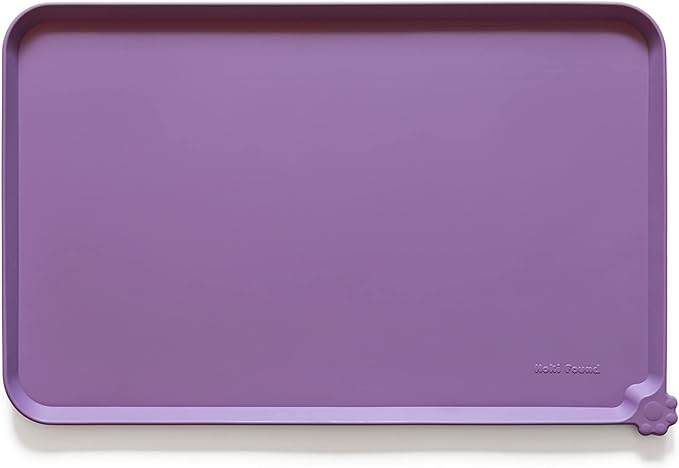 Hoki Found Silicone Pet Food Mats Tray - High-Lips Pet Dog Cat Bowl Mats - Pet Feeding Mat - Waterproof Dog Cat Food Mats -Pet Water Mats for Floors - Amethyst