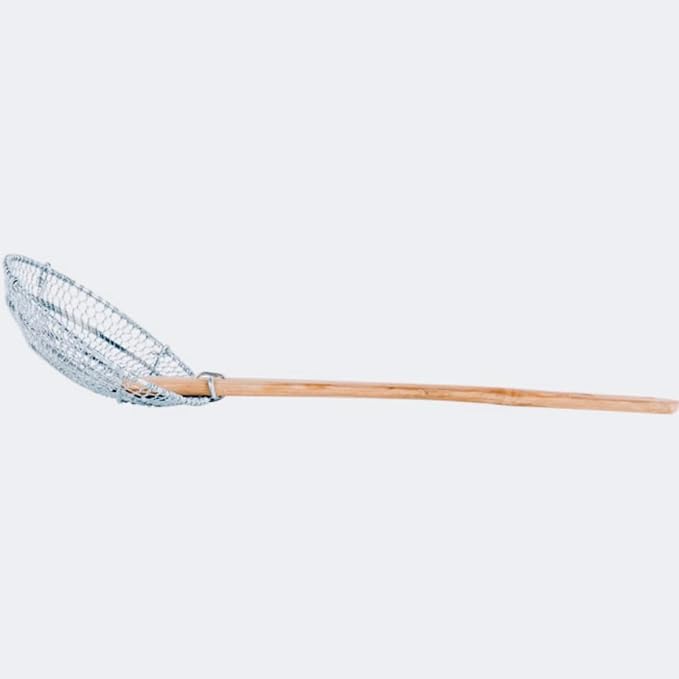 6-Inch Galvanized Steel Spider Strainer – Fine Mesh Skimmer with Natural Bamboo Handle for Cooking & Frying, Ideal for Home & Professional Kitchens