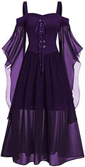 CHARMMA Women's Plus Size Butterfly Sleeve Gothic Halloween Dress