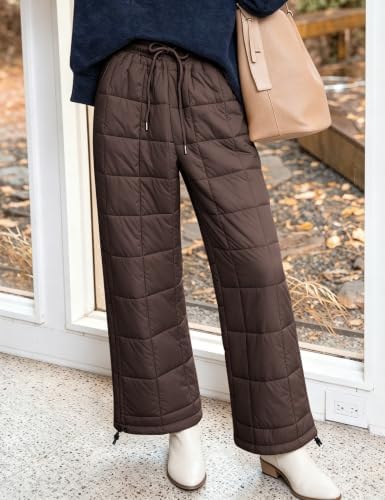 PEHMEA Womens Winter Snow Pants Windproof Warm Wide Leg Ski Casual Trousers