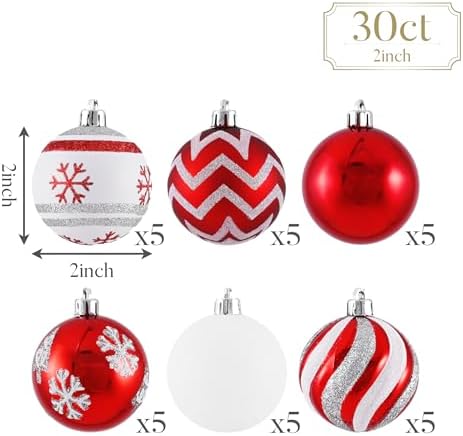 Valery Madelyn 30ct Christmas Ornaments Tree Decorations Set 2 Inch