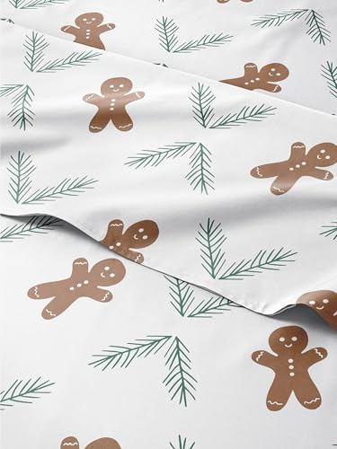Christmas Sheet Set, Gingerbread Cookie, Holiday Xmas Bedding Set - Queen