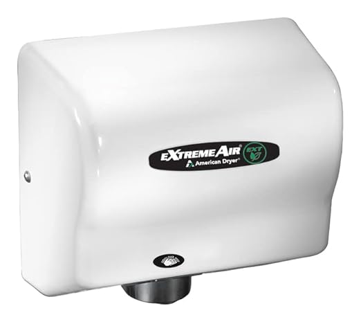 American Dryer ExtremeAir EXT7-M Steel Cover High-Speed Automatic Hand Dryer, 12-15 Second Dries, 100-240V, 540W Maximum Power, 50/60Hz, White Epoxy Finish