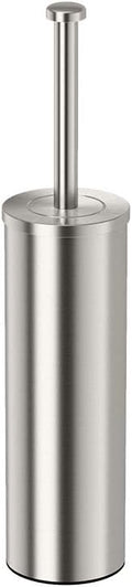 Gatco 1482 Latitude II Slender Toilet Brush and Holder, Satin Nickel, Freestanding Bathroom Toilet Brush Canister