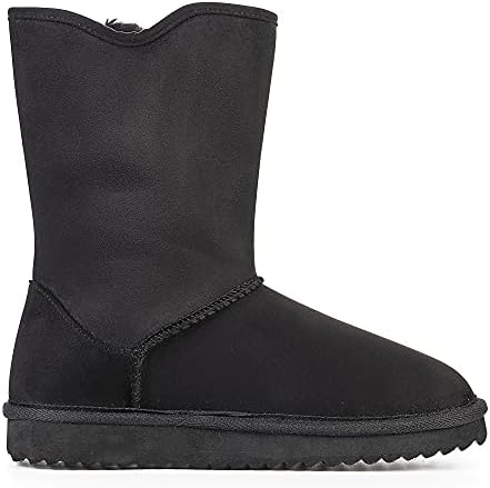 KRABOR Womens Suede Snow Boots Mid-Calf Winter Shoes with Side Bows