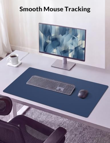 Leather Desk Pad Protector, 31.5" x 15.7", Midnight Blue Desk Mat