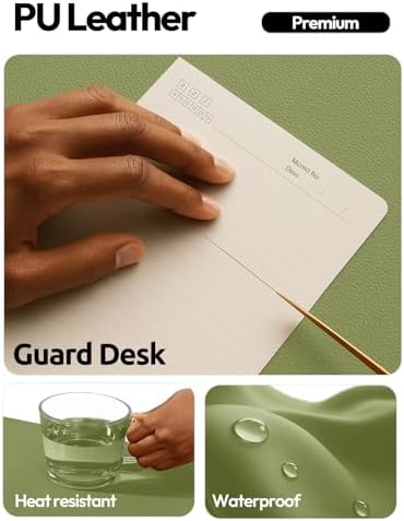 YSAGi Leather Desk Protector, Office Mat, Large Mouse Mat, Non-Slip PU Leather Blotter, Laptop Desk, Waterproof Writing Pad for Office and Home (Green, 47.2" x 23.6")