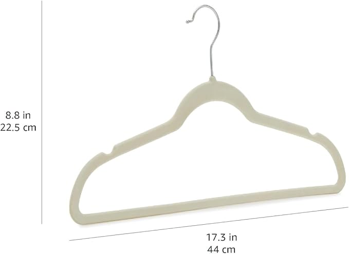 Amazon Basics Slim Velvet Non-Slip Space Saving Suit Clothes Hangers, Closet Organizer, Ivory/Beige, 30-Pack