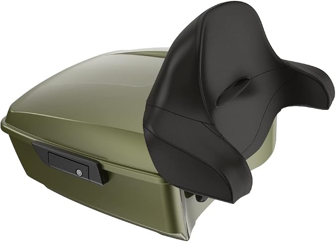Advanblack Road Glide Tour Trunk Pack Mineral Green Metallic King Tour Trunk Pack Luggage +Wrap-Around Backrest Pad for '97-'25 Harley Touring Road King Street Glide Electra Glide CVO models