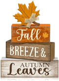 Lineshading 4 Pcs Wooden Fall Block Signs Farmhouse Tabletop Decor