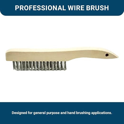 Benchmark Abrasives 10" Shoe Handle Wire Scratch Brush Wooden Handle for Cleaning, Removing Rust, Paint, Corrosion, Multi-Purpose Wire Brush - 12 Pack (Carbon Steel)