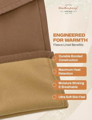 Weatherproof Vintage Fleece Lined Pants Men's - Regular Fit | Soft & Warm, Cold Weather Insulated Canvas Winter Pants for Men