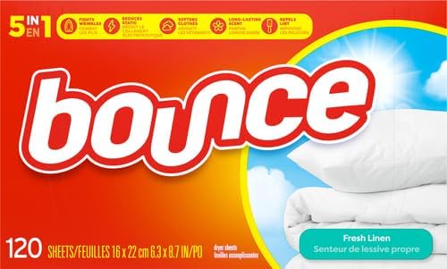 Bounce Fresh Linen Scented Fabric Softener Dryer Sheets, 120 Count (Pack of 2)