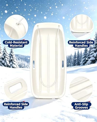35" Snow Sled for Teens & Adults, Heavy Duty Fast Sliding Toboggan