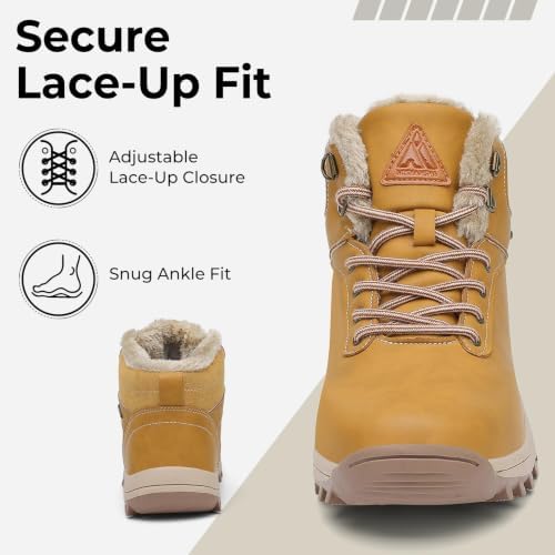 Mishansha Men's Waterproof Snow Boots, Insulated Winter Hiking Boots