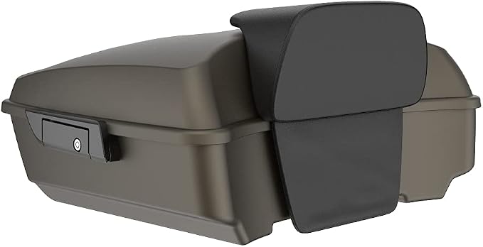 Advanblack Road Glide Tour Trunk Pack River Rock Gray Denim Chopped Tour Trunk Pack Backrest Pad for '97-'25 Harley Touring Road King Street Glide Electra Glide CVO models