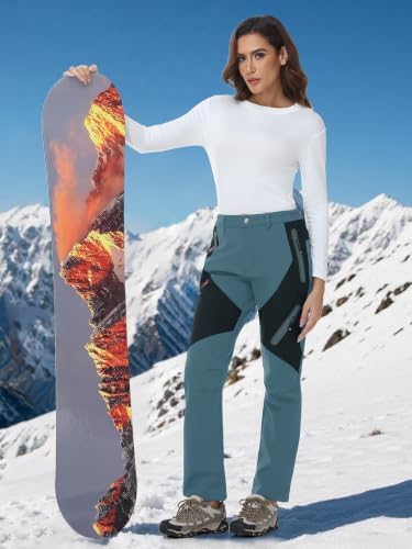 YSENTO Women's Hiking Pants Fleece Lined Winter Waterproof Insulated Snow Ski Work