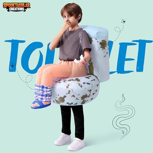 Spooktacular Creations Kids Halloween Inflatable Costumes, Sitting on a Toilet Inflatable Suit, Funny Toilet Blow Up costume