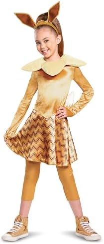 Disguise Pokemon Eevee Costume for Kids, Girls Deluxe Character Outfit, Child Size Medium (7-8)
