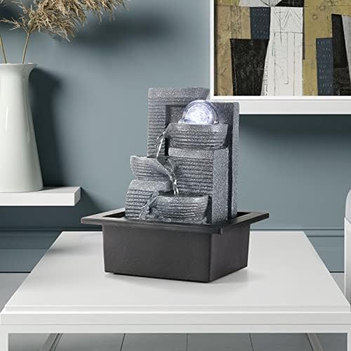 WICHEMI Tabletop Fountain Indoor Water Fountain with LED Crystal Ball