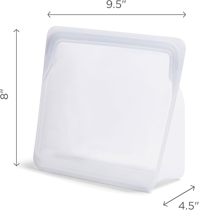 Stasher Silicone Reusable Storage Bag, Stand-Up Mega Bag, Reusable Freezer Bags,Microwave,Dishwasher,Oven Safe,Sous Vide,Premium Lunch Container,Eco Friendly,Food Storage Bags,104 oz,Clear (Pack of 2)