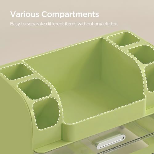 HBlife Makeup Organizer for Vanity with Brush Holder, Large Bathroom Countertop Cosmetic Organizer Skincare Storage, Easy to Store Lipsticks, Nail Polishes, Perfumes, Eyeshadow Palettes, Avocado Green