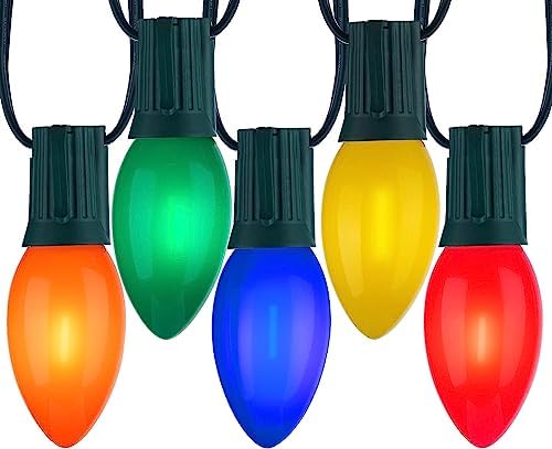 Minetom 100Ft Christmas Lights Outdoor, with 100 LED Matte Bulbs Multicolor