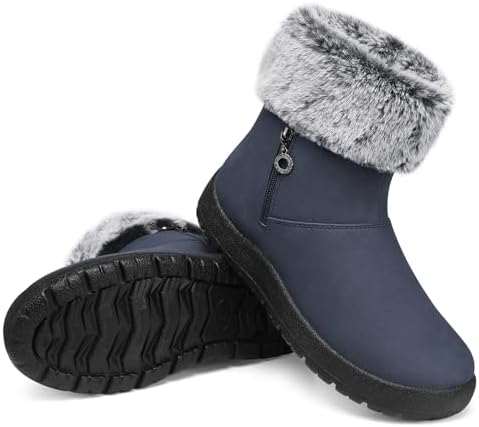 TEMOFON Women Snow Boots Waterproof: Fur Lined Warm Winter Ankle Booties