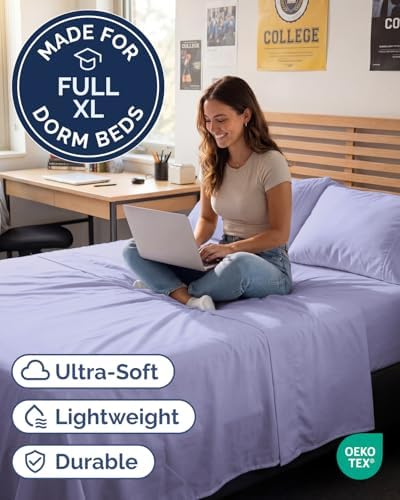 Full XL Sheets - 4 Piece Full XL Sheet Set - Cool & Breathable - Lavender